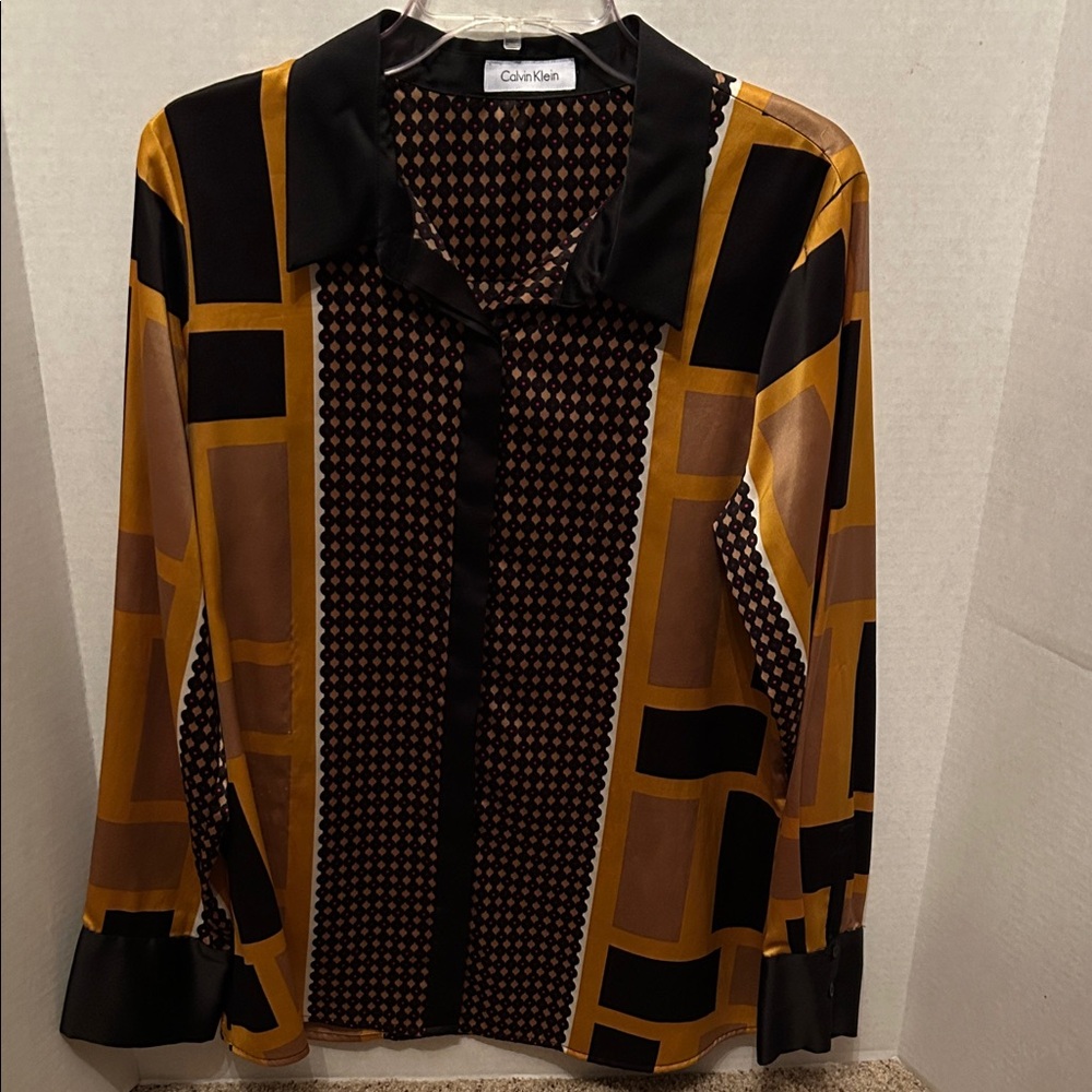 Calvin Klein Black and Gold Button Down Shirt